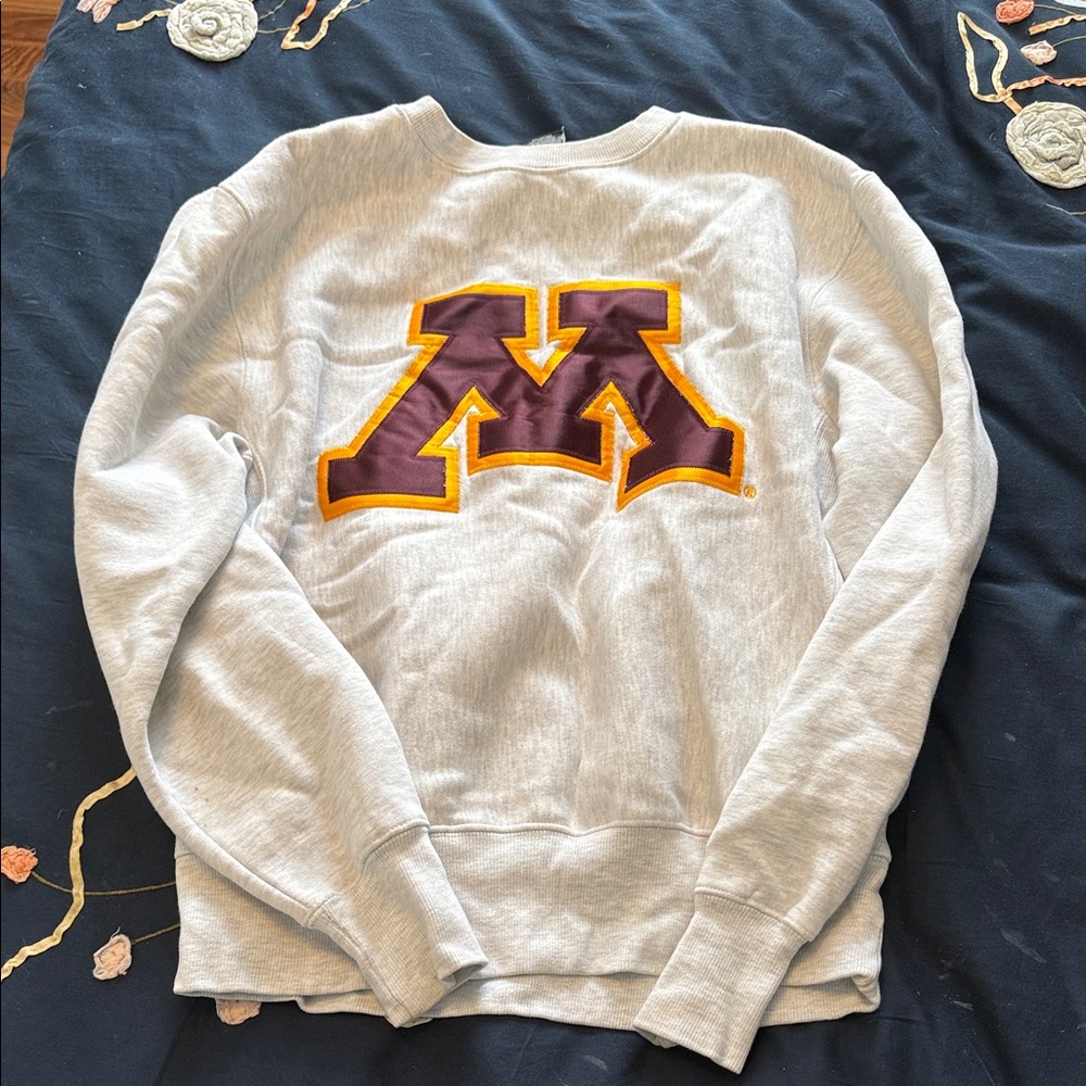 Signature Light Gray Crewneck with Maroon and Gold 'M' Logo